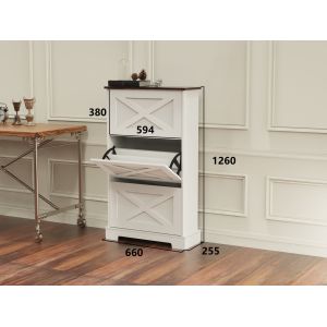 Quality White 3-bucket X Panel Shoe Cabinet for Entryway for sale
