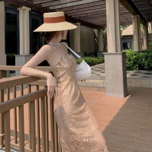 Elegant Lace Sling Wrap Womens Vacation Dresses 113cm