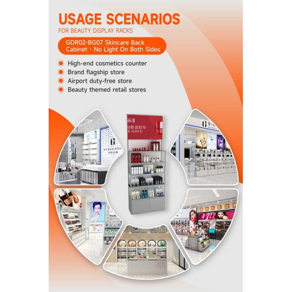 GDR02-BG07 No Light Skincare Display Cabinet with Multi-Purpose Storage and Modern Style for Department Stores