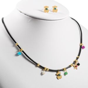 China Medical Stainless Steel Jewellry , Black Leather Necklace For Women on sale