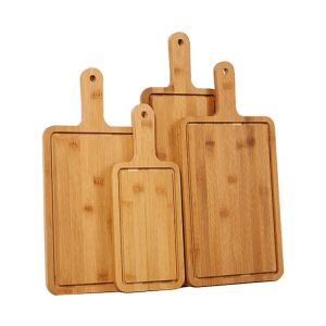 China Oem Bread 4pcs Set Large Bamboo Cutting Board With Handle on sale