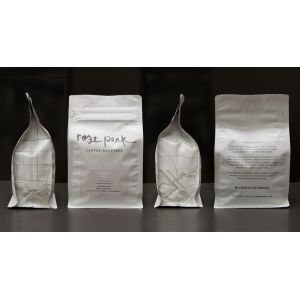 Quality FDA 130 Microns Matte White Coffee Pouch With Pocket Zipper for sale