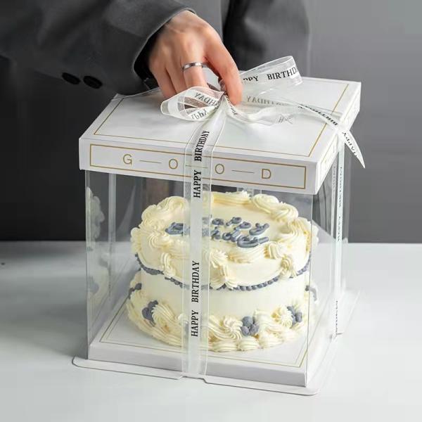 Transparent Custom Luxury Clear Tall Wedding Food Handmade OEM Square Plastic Cake Box