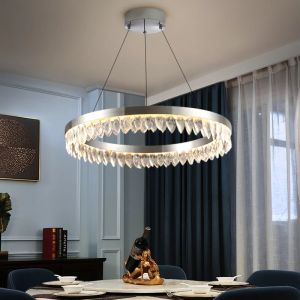 Led Silver Chandelier For Living Room Modern Creative Design crystal led ceiling