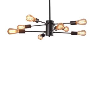 Industrial Style Retro Chandelier Black Iron Branch Straight Bar vintage Lamp