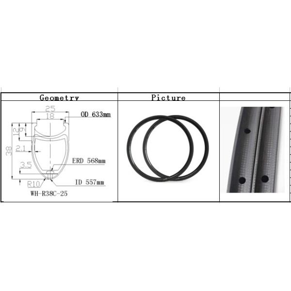 New super light only460g OEM hot sale light weight 700C 38mm racing bike carbon rims 25mm