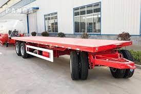 Farm Truck Platform Flatbed Drawbar Full Trailer With Ladder