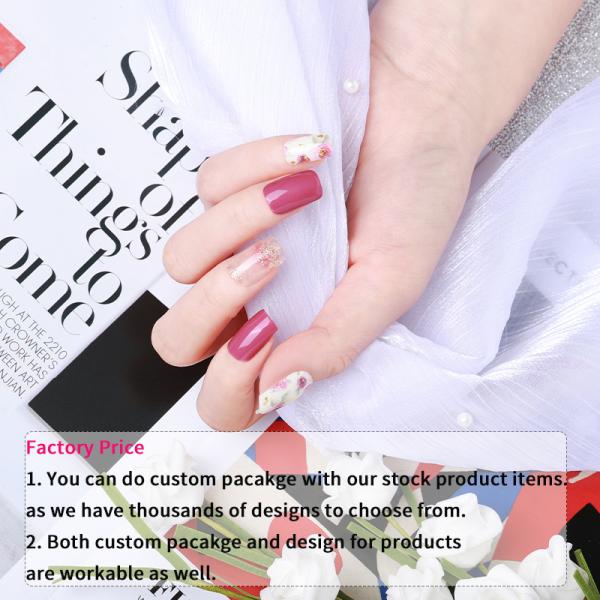 Eco-friendly 3D Solid Color UV Gel Nail Stickers for Long Lasting Semi Cured Nails