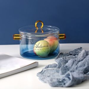 Simple Gradient Blue 4mm Glass Cutlery Salad Bowl