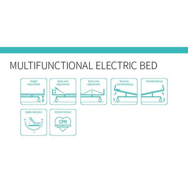 Portable Casters 5 Function Folding Metal Medical Furniture Adjustable Electric Nursing Patient Hospital Bed