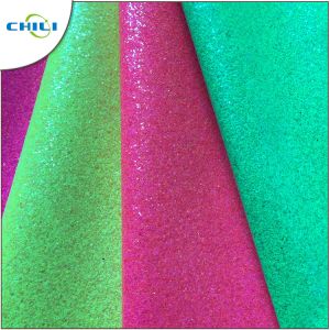 Shinny Synthetic Glitter Faux Leather Red Green Color Non Woven Type Non Toxic