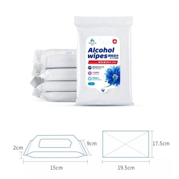 Buy 10pcs 75% Alcohol Wet Wipes Based Sterile Cleaning Hand Disinfectant at wholesale prices
