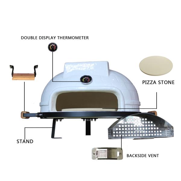 KIMSTONE 21 Inch Tabletop Pizza Oven Large Brick Pizza Stove White Portable Ceramic Grill