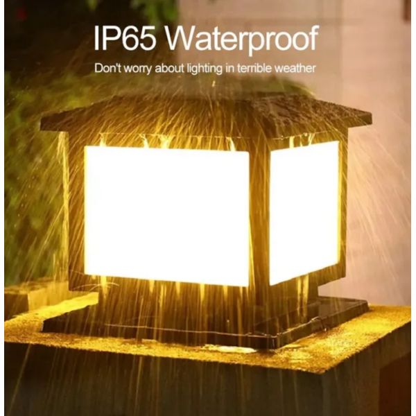 Light-Sensing ,IP65 Waterproof Solar Pillar Light Outdoor Garden Lighting