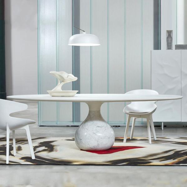 Sturdy Hotel Restaurant Furniture Round Shape Natural Marble Dining Table