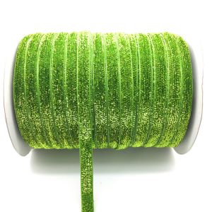 Christmas decorative shiny glitter velvet ribbon