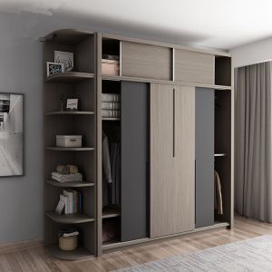 Melamine Board Custom Wood Furniture , Combination Sliding Door Wardrobe