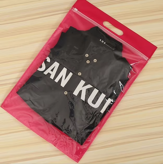 For Customized Recyclable CPP Transparent PE Plastic Moisture Proof Zipper Handheld Self Sealing Socks Shirt Underwear