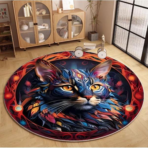 Round Cat Living Room Floor Carpets Polyester fiber 100*100cm