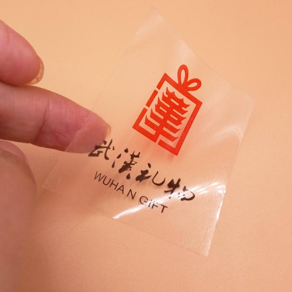 PVC Transparent Logo Label Stickers Rectangle Shaped With Gold Foil Stamping