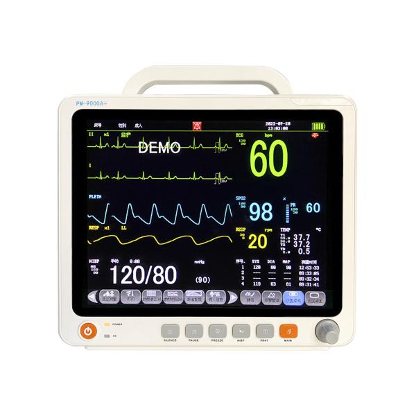 Portable 12.1 Inch Multi Parameter Patient Monitor with Touch Screen and Color LCD Display for ECG/HR/RESP/SPO2/NIBP/Temp Monitoring