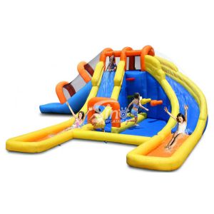 Kids water inflatable jumping castle slide with 3 lanes made of lead free pvc