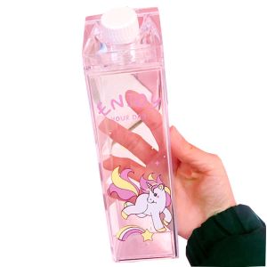 1000ML Reusable Custom Logo Transparent Clear Milk Carton Shaped Plastic Water