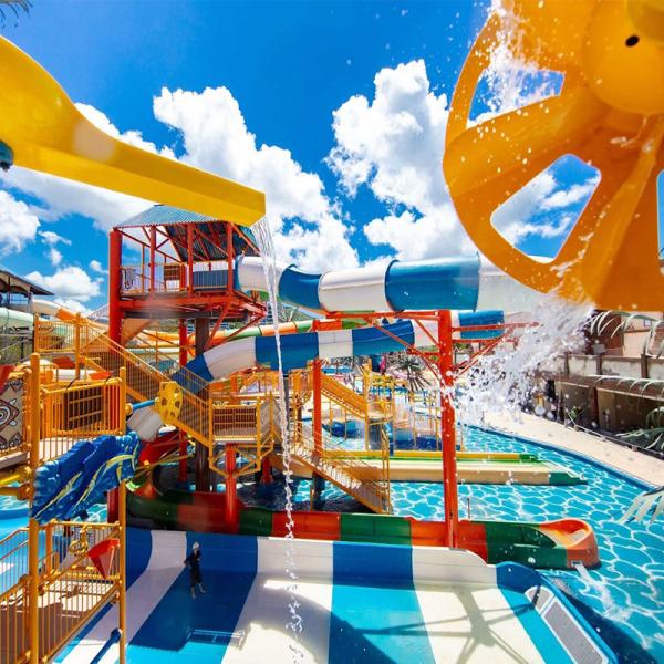 Water Game Equipment Curve Slide Set Adult Fiberglass Park Aqua Equipment for