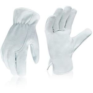 China OEM ODM Truck Drivers White Rigger Work Safety Leather Gloves Breathable on sale