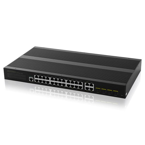 56Gbps POE Powered Unmanaged Switch 24 Gigabit POE Port 4 SFP Slot Port