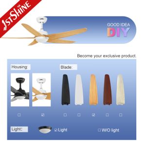 OEM Smart App Control LED Plastic Blade Ceiling Fan With light Modern Indoor