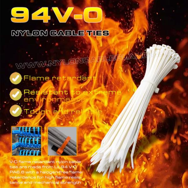 Buy 94V-0 Nylon 6.6 Cable Tie 150x3.6mm, Ø3~35mm Adjustable Flame Retardant Polyamide Zip Tie for Flame Resistant Applications at wholesale prices