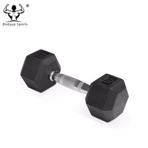 Gym Crossfit Black Rubber Hex Dumbbell for Workouts