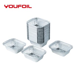 Recyclable Smooth Wall Rectangular Aluminum Foil Container Disposable For Food