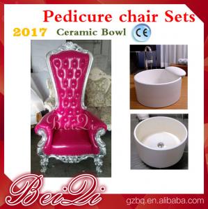 Quality 2017 hot sale king throne pedicure chair with round pedicure bowl , Pink spa pedicure chairs for sale for sale