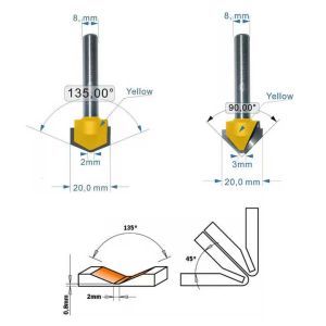 1/4 6 Shank Carbide 90 Degree ACM ACP Cutting Tools V Groove Router Bit for