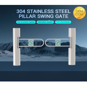HCW Stainless Steel Barrier Turnstile Gate with Adjustable Channel Width (600