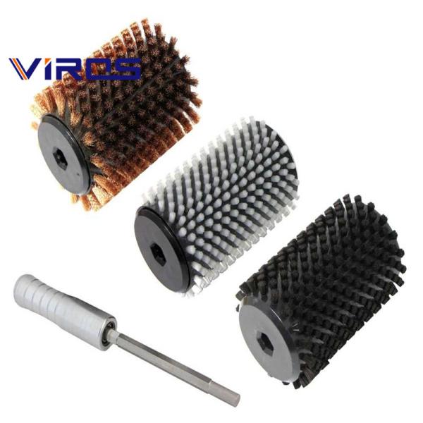 Rotating Industrial Nylon Roller Brush Copper Wire For Ski Polishing Waxing Conveyor Cleaning