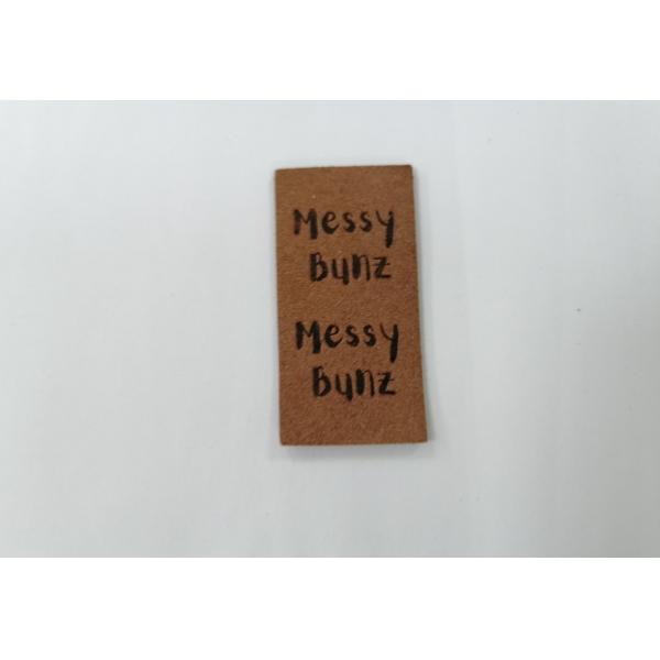 Buy Suede Microfiber PU Leather Label Washable With Embossed Logo at wholesale prices