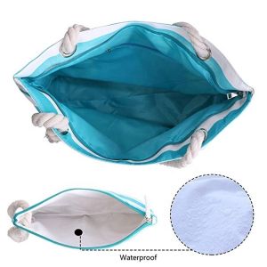 Summer Flamingo Big Zip Top Beach Tote Bulk Modern Hemp Rope Handle