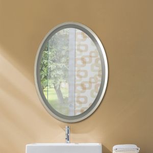 Ss Frame Oval Led Bathroom Mirrors With Touch Switch Bluetooth And Clock