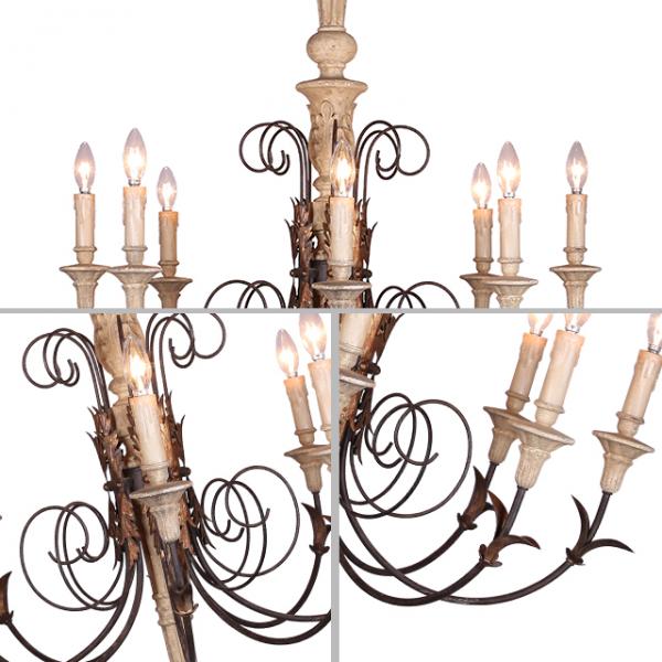 French wood chandelier Industrial style for home decoration (WH-CI-22)