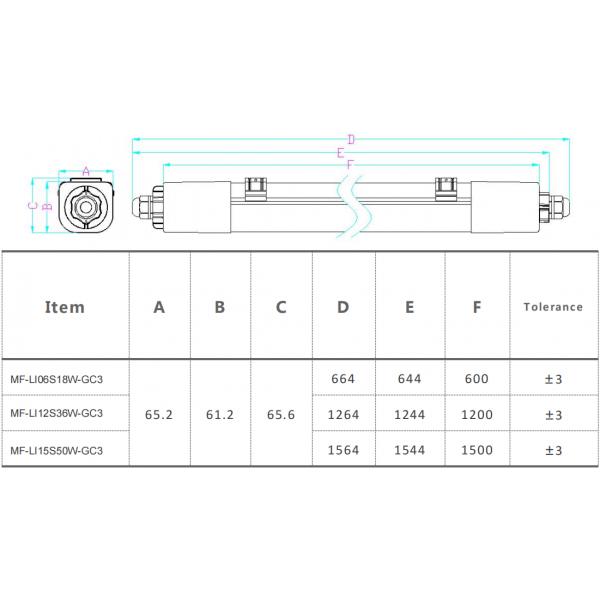 18W 36W 56W IP66 5years Warranty LED Tri-proof Light With CCT adjustbale For Display Racks Warehouse