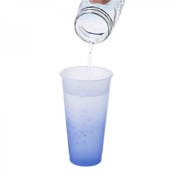 Reusable Color Changing Cold Cups Summer Magic Plastic Coffee tumbler With Straws Set of 5