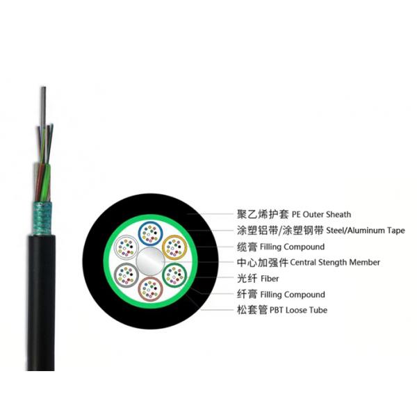 Outdoor Duct Fiber Optic Cable GYTS Light Armored SM G652D MLT Stranded 12 24 48 Core With PE Jacket