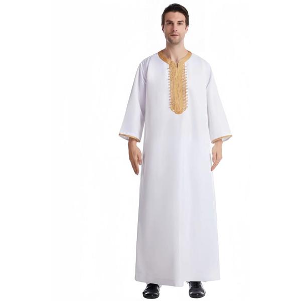 Medium Weight Popline Men's Muslim Saudi Style Robe 65/35 Polycotton/Cotton Fabric