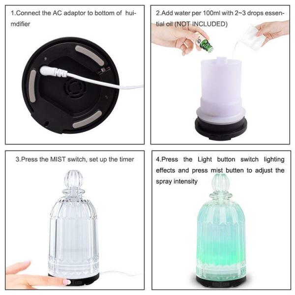 150ml Glass Ultrasonic Air Humidifier Purifier