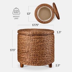 Tall Water Hyacinth Wicker Basket with Handles | Natural, Brown, Natural