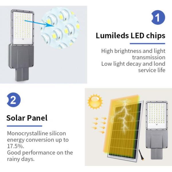 Aluminum Design Separated Motion Sensor DC 100W 200W 300W 400W IP66 Solar Powered Outdoor Street Lamp Led Street Light 2
