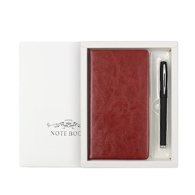 Customized Debossed Logo A5 Leather Notebook with Printed Design and 100 Inner